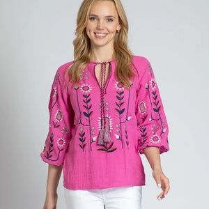 NWT APNY Abstract Floral Embroidered Top
